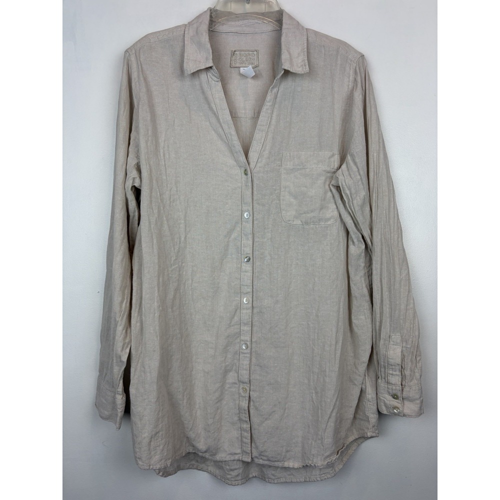Sigrid Olsen Tunic Top Womens 1X 100% Linen Pink Shirt Roll Tab Beach Coastal